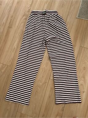 Daily Drills White & Dark Burgundy Striped Lounge Trousers